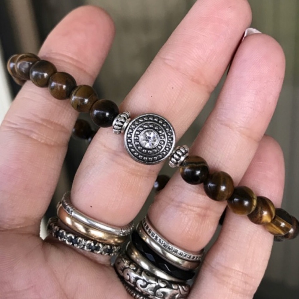 🔴 SALE ! Tiger eye cz charm bead bracelet - Picture 5 of 12